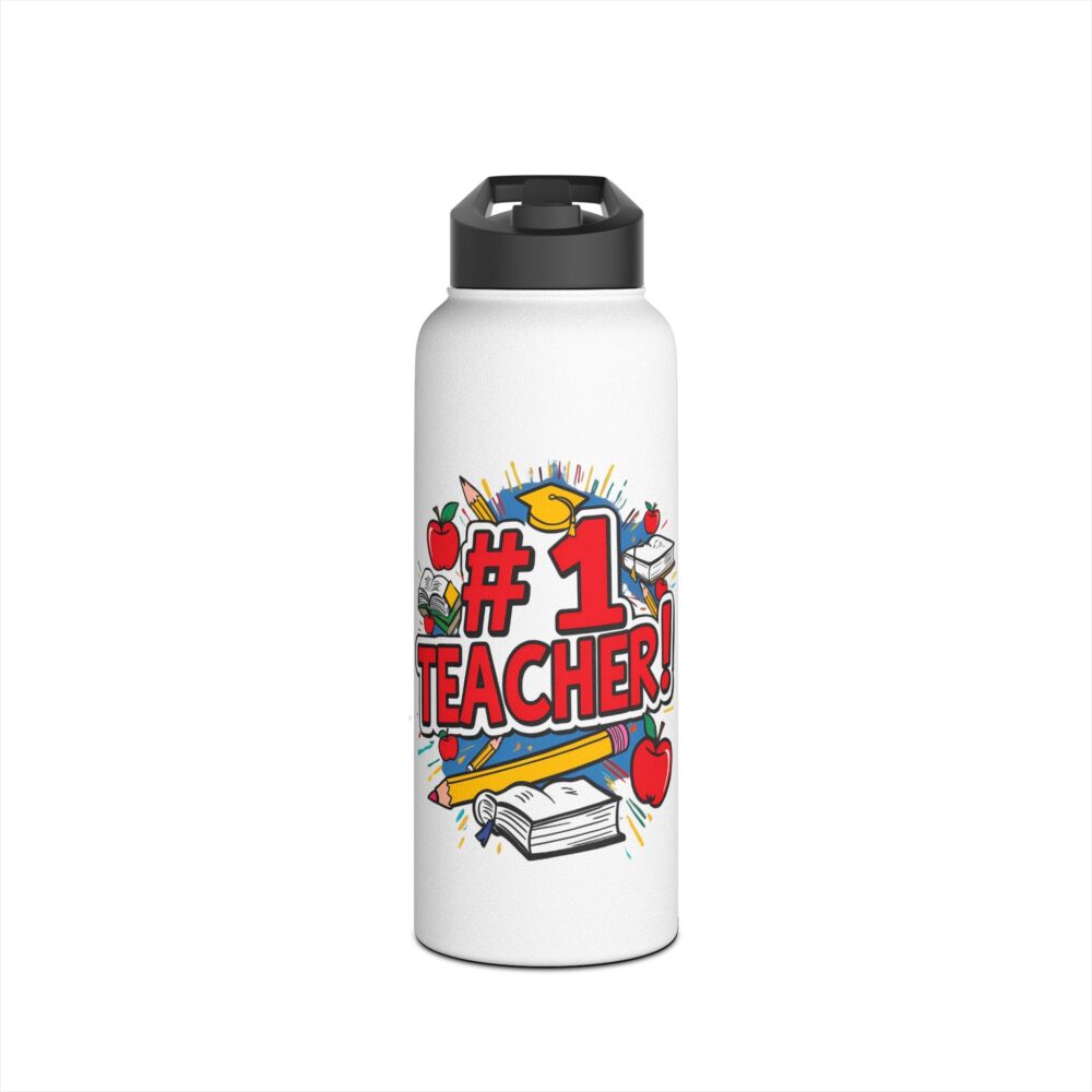 #1 Teacher - Stainless Steel Water Bottle - Image 9