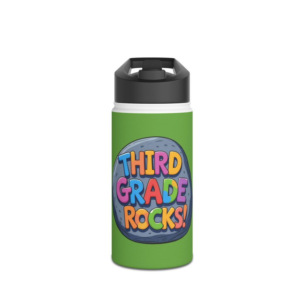 Third Grade Rocks (green) - Stainless Steel Water Bottle