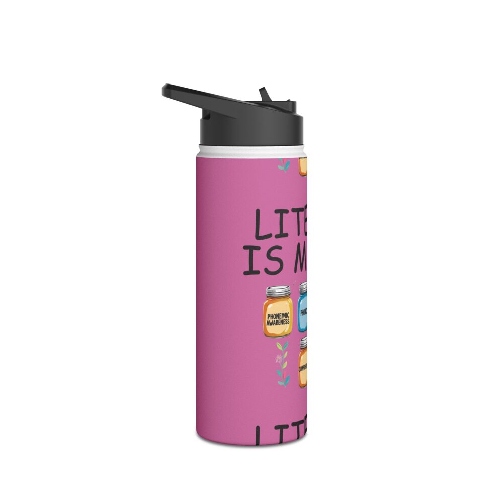 Literacy is My Jam (pink) - Stainless Steel Water Bottle - Image 7