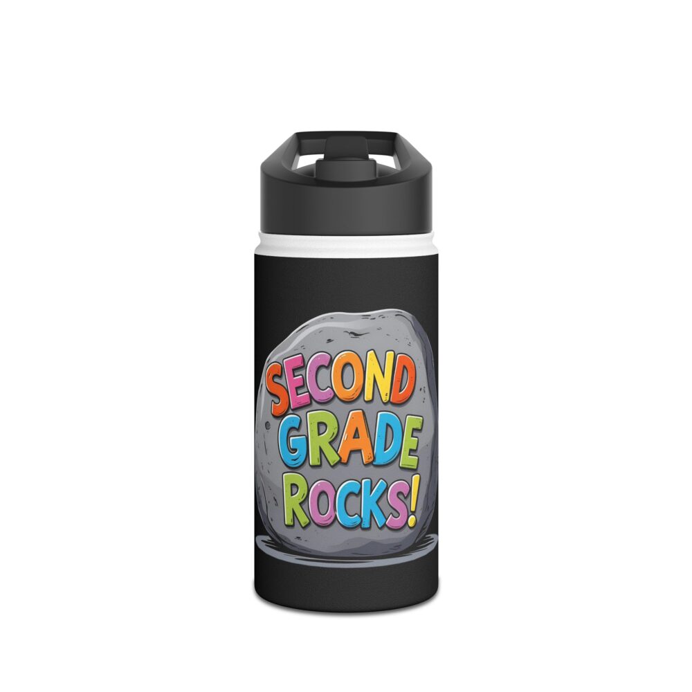 Second Grade Rocks (black) - Stainless Steel Water Bottle