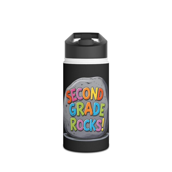 Second Grade Rocks (black) - Stainless Steel Water Bottle