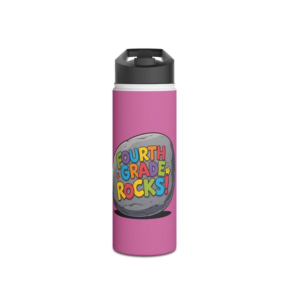 Fourth Grade Rocks (pink) - Stainless Steel Water Bottle - Image 5