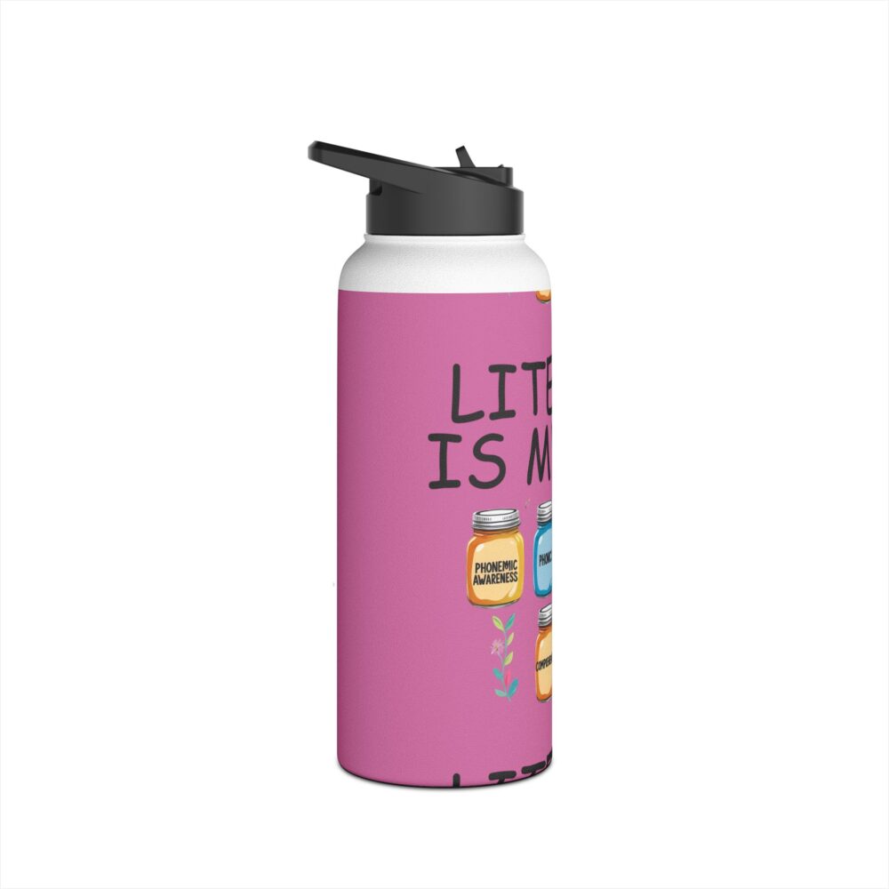 Literacy is My Jam (pink) - Stainless Steel Water Bottle - Image 11