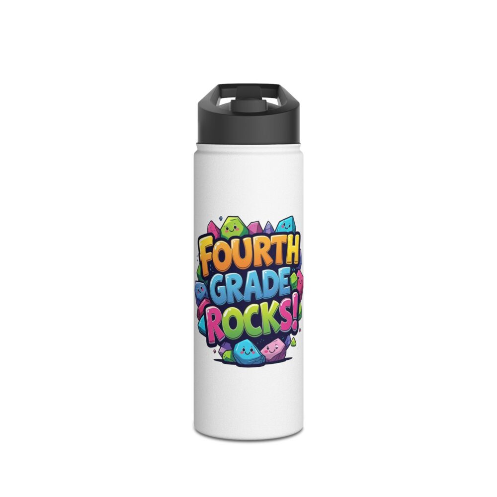 Fourth Grade Rocks (white) - Stainless Steel Water Bottle - Image 5