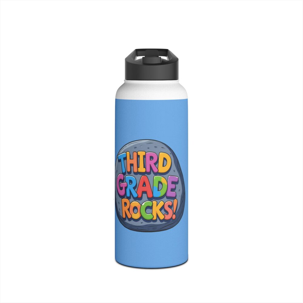 Third Grade Rocks (blue) - Stainless Steel Water Bottle - Image 9