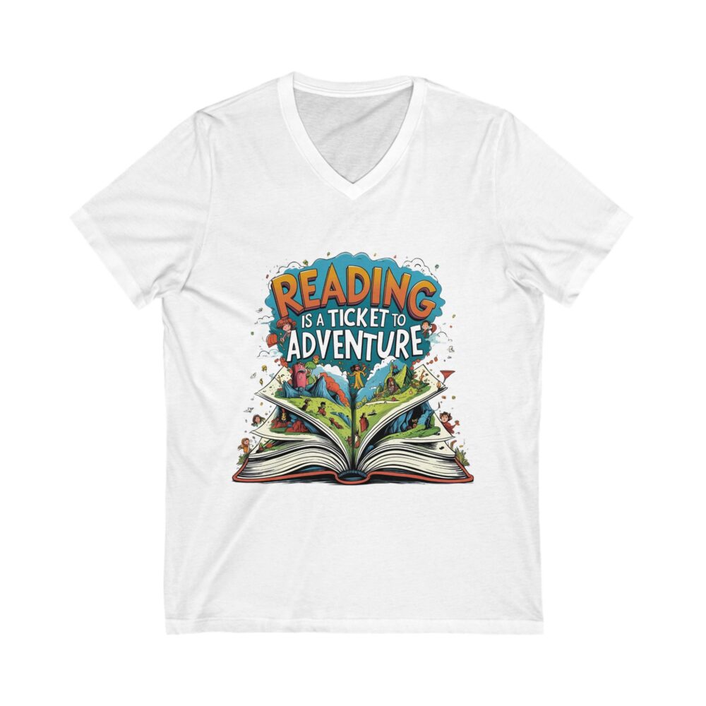 Reading is a Ticket to Adventure - Unisex V-Neck Tee