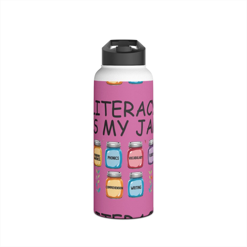 Literacy is My Jam (pink) - Stainless Steel Water Bottle - Image 9