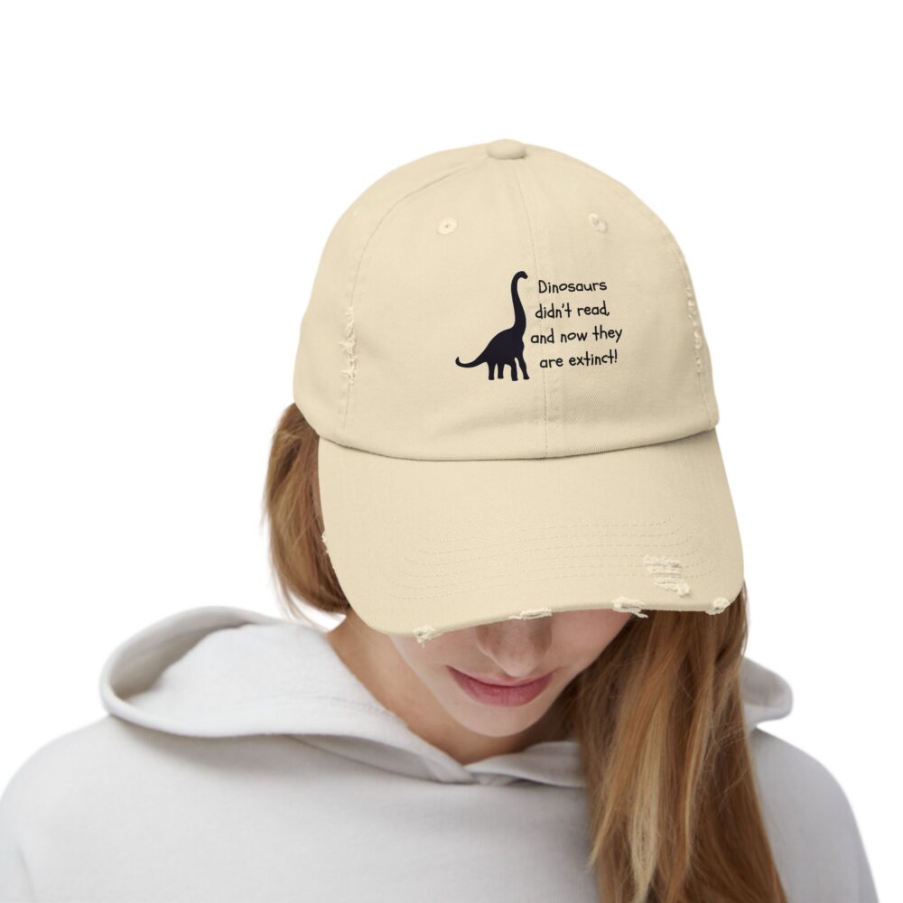 Dinosaurs Didn't Read, and Now They are... (B&W)-Unisex Adjustable Baseball Cap - Image 4
