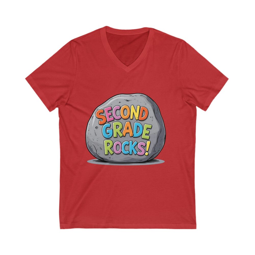 Second Grade Rocks - Unisex V-Neck Tee - Image 23
