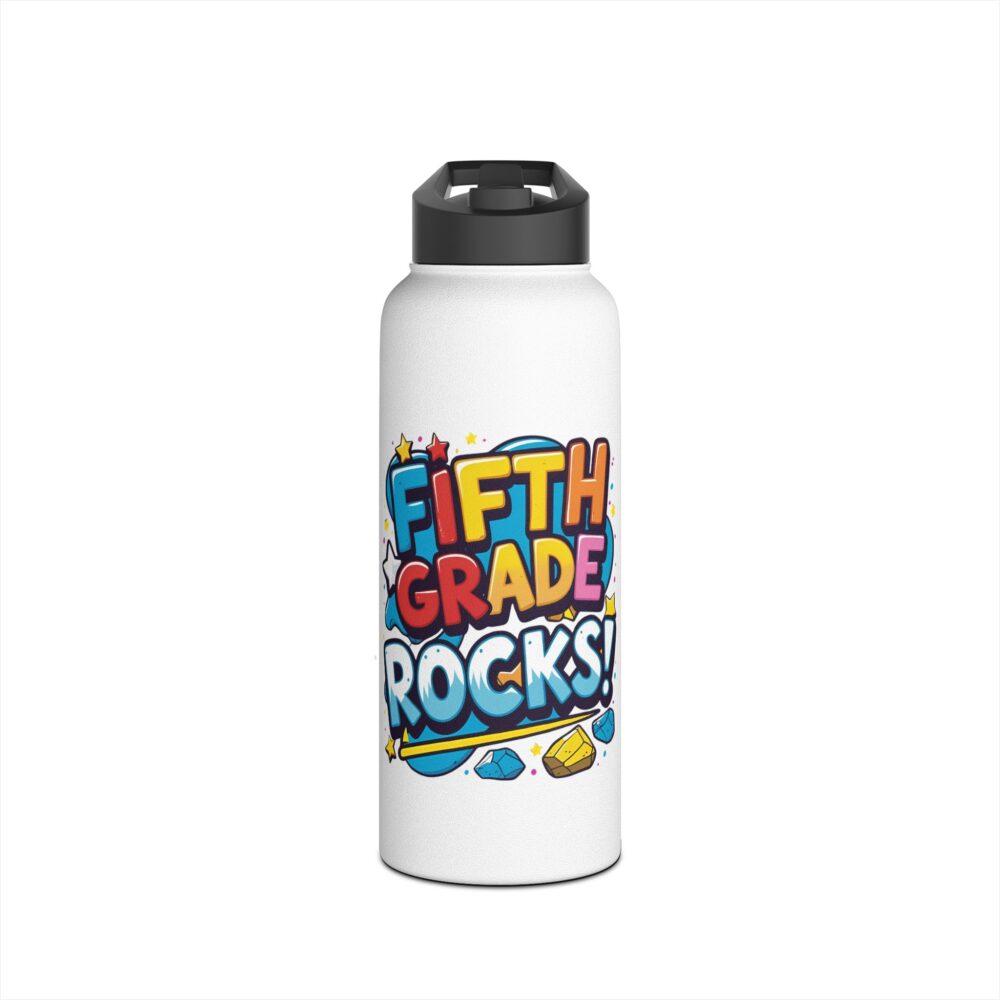 Fifth Grade Rocks (white) - Stainless Steel Water Bottle - Image 9