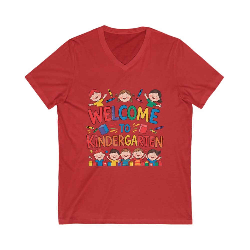 Welcome to Kindergarten - Unisex V-Neck Tee - Image 23