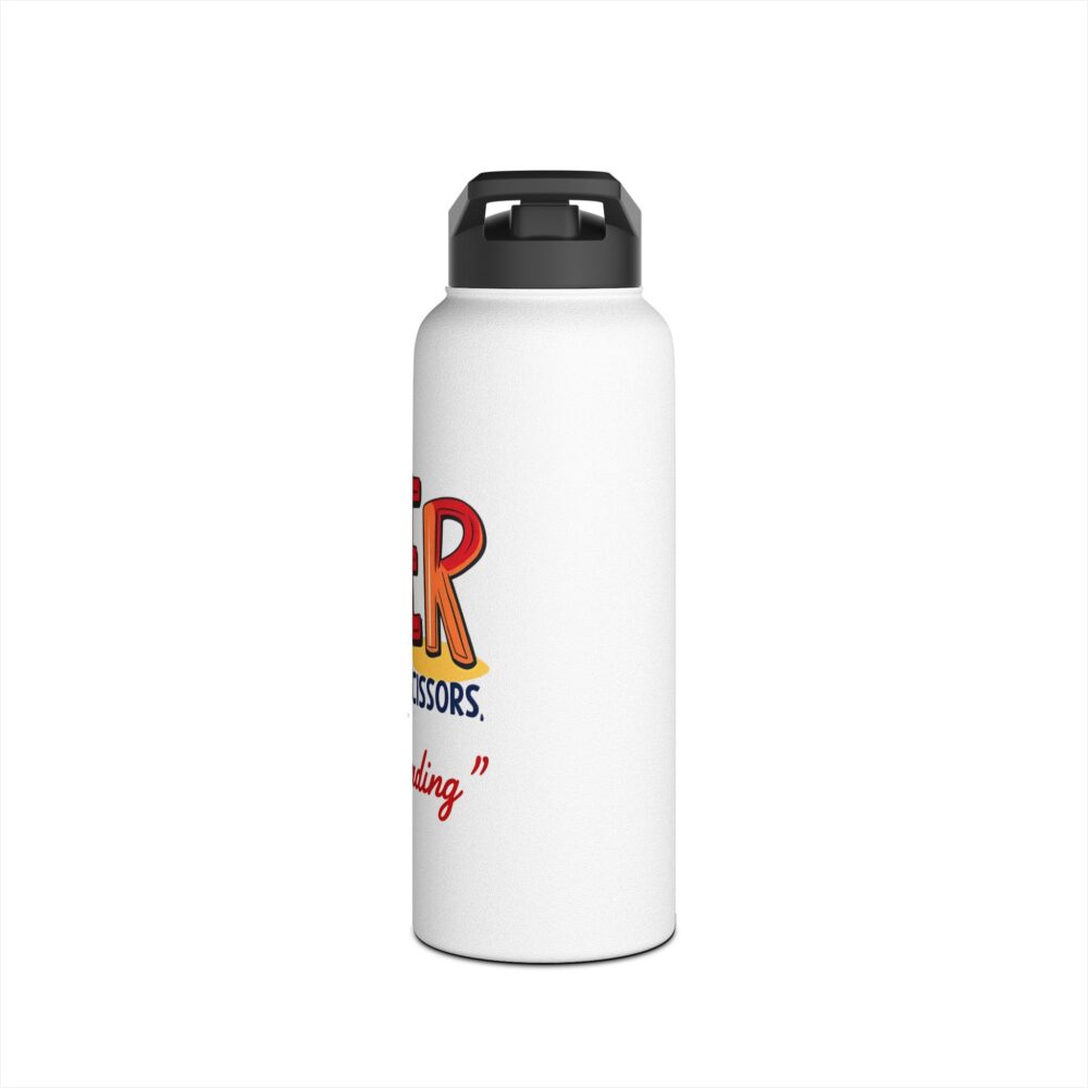 Rock, Paper, Scissors, Nothing Beats Reading - Stainless Steel Water Bottle - Image 10