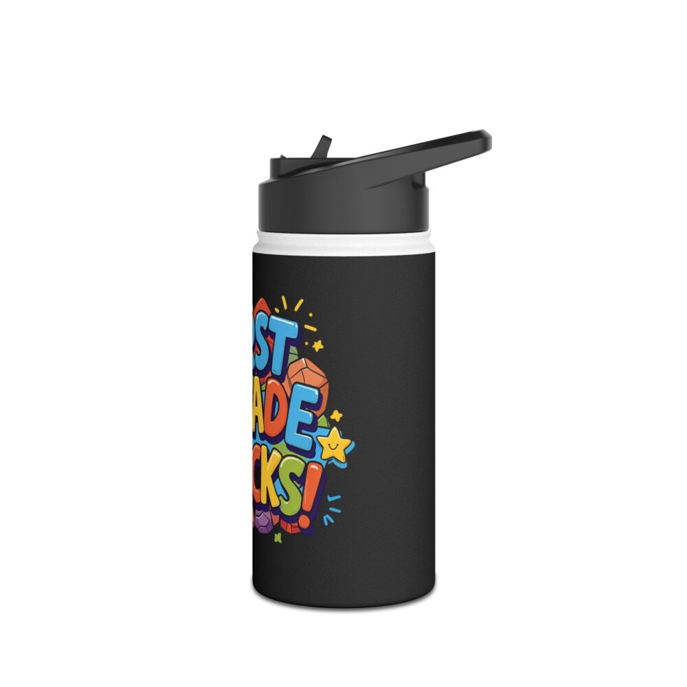 First Grade Rocks (black) - Stainless Steel Water Bottle - Image 4