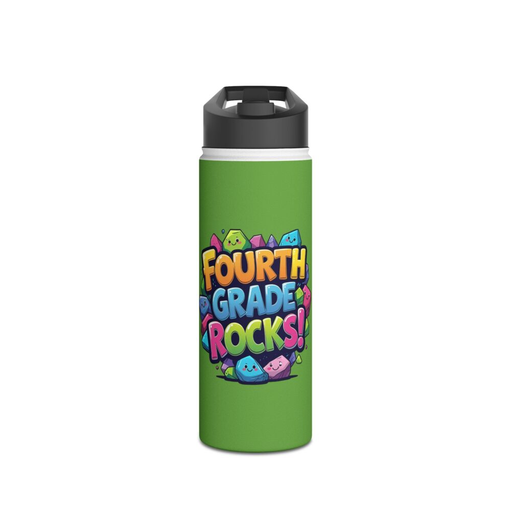 Fourth Grade Rocks (green) - Stainless Steel Water Bottle - Image 5