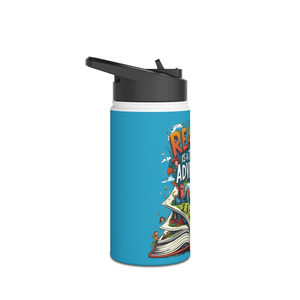 Reading is a Ticket to Adventure (turquoise) - Stainless Steel Water Bottle - Image 3