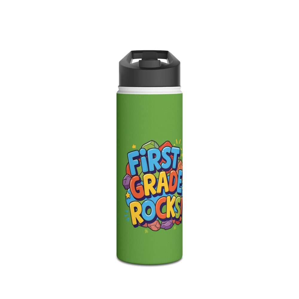 First Grade Rocks (green) - Stainless Steel Water Bottle - Image 5