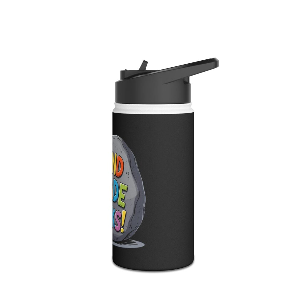 Second Grade Rocks (black) - Stainless Steel Water Bottle - Image 4