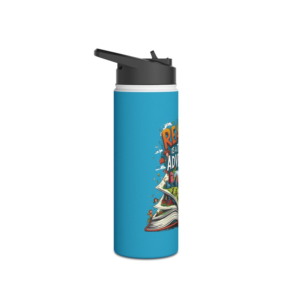 Reading is a Ticket to Adventure (turquoise) - Stainless Steel Water Bottle - Image 7