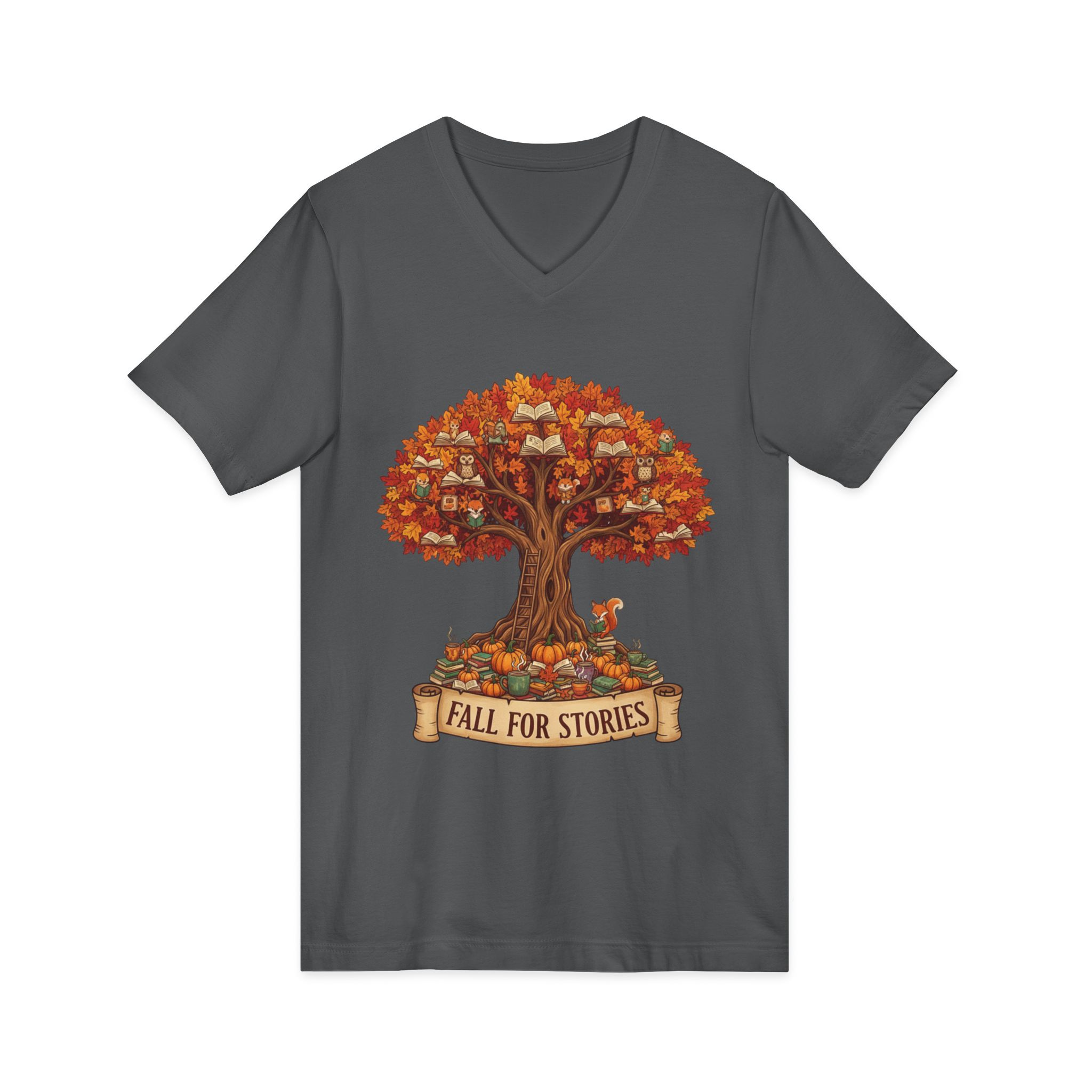 Fall For Stories - Unisex V-Neck Tee - Image 15