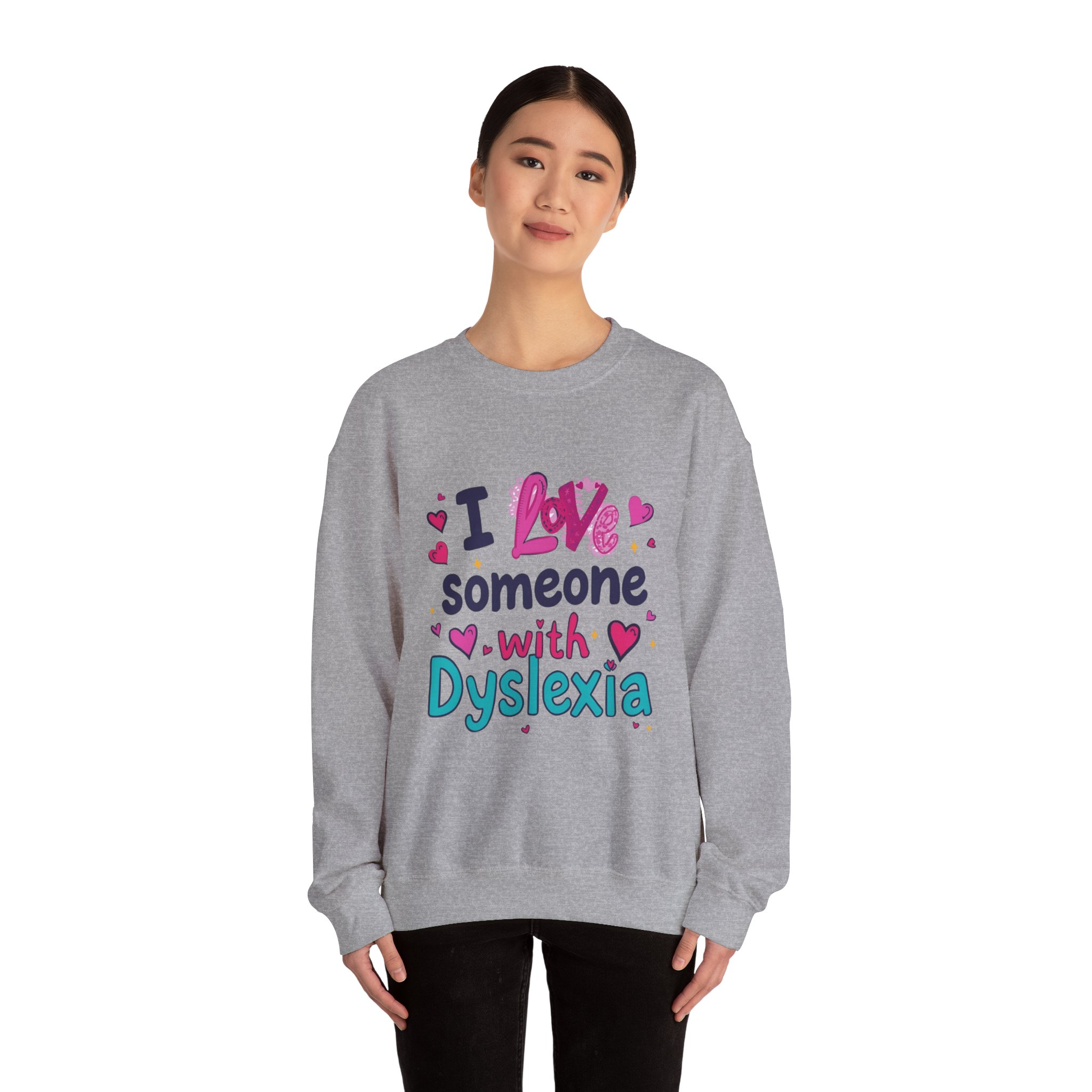 I love someone with Dyslexia -Crewneck Sweatshirt - Image 20