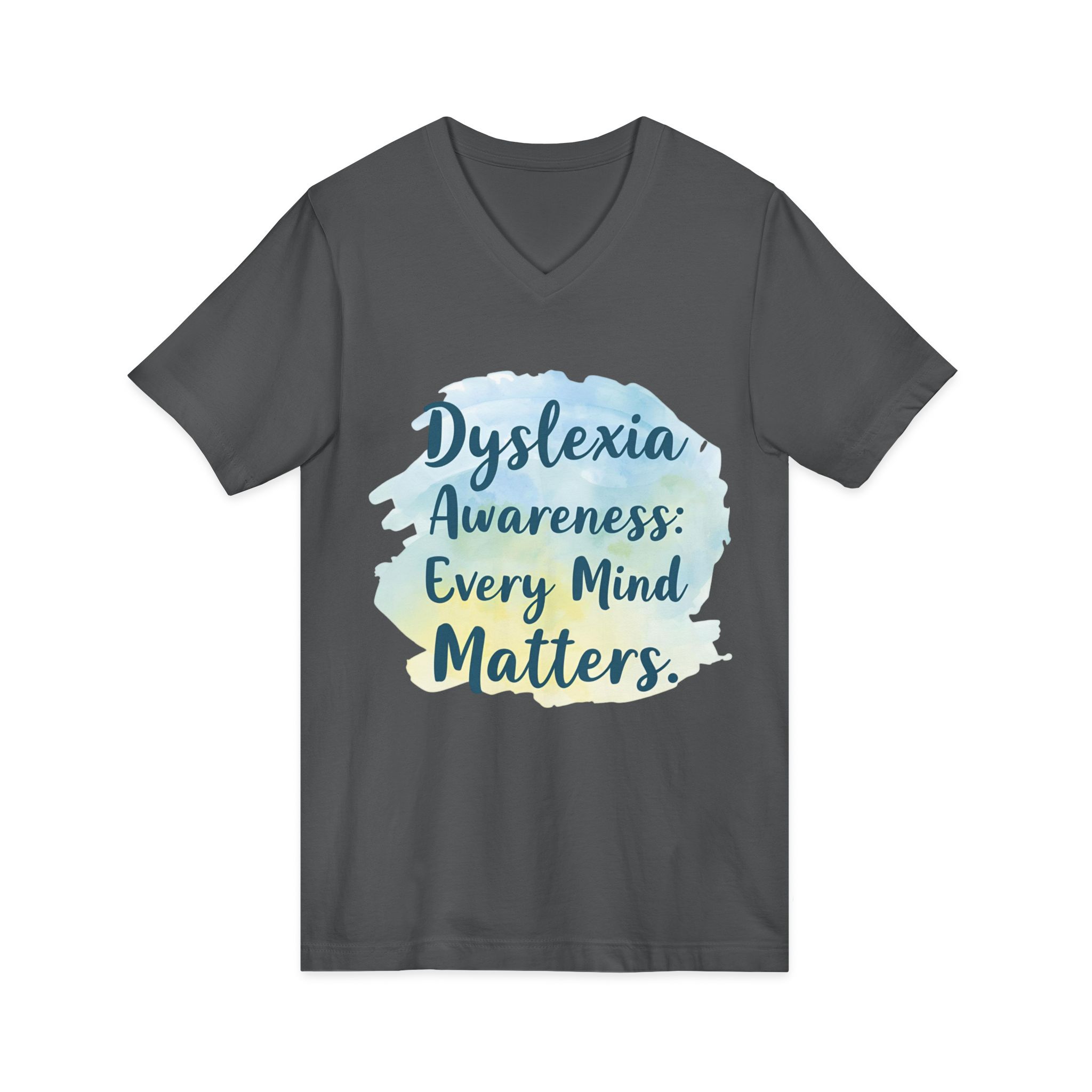 Dyslexia Awareness: Every Mind Matters - Unisex V-Neck Tee - Image 27