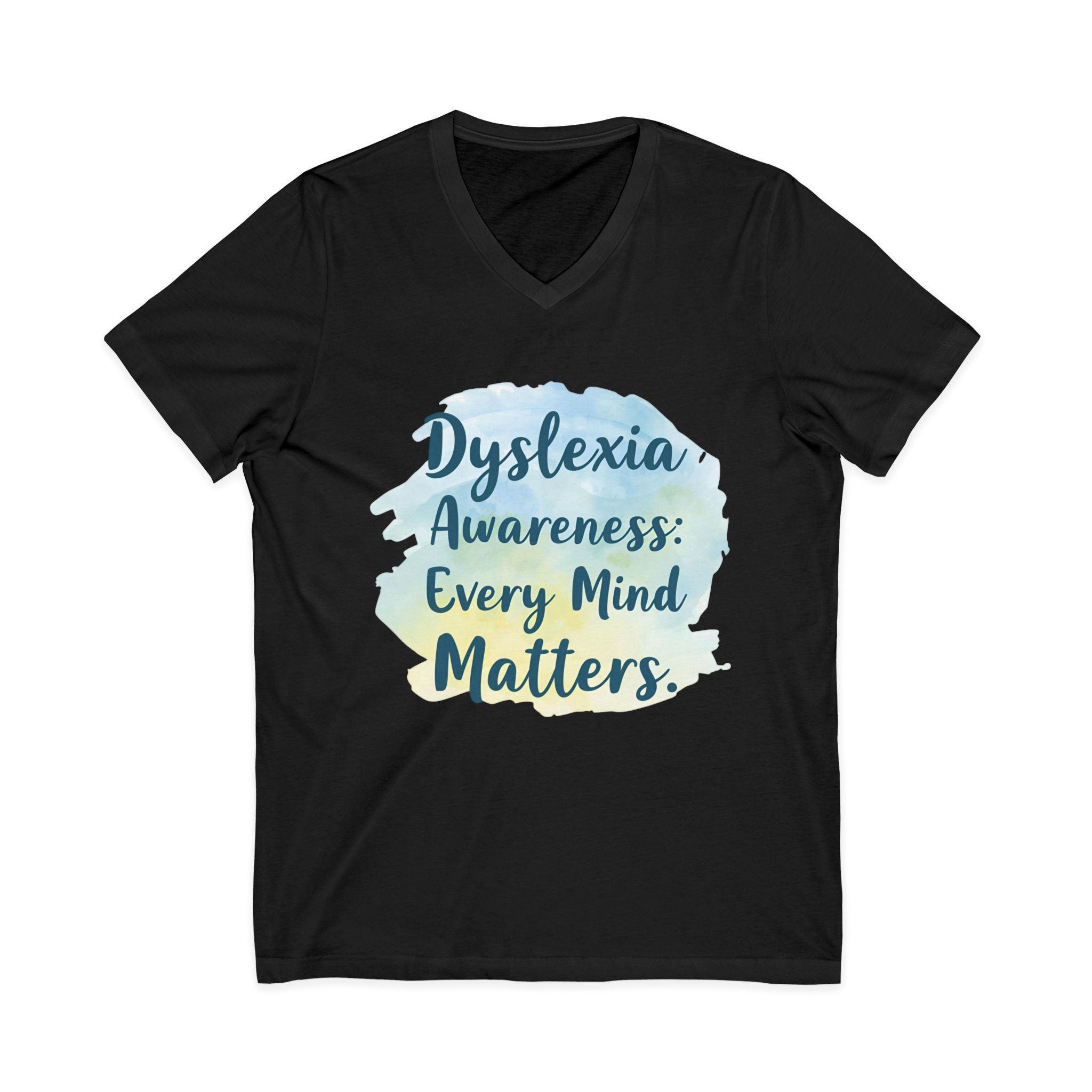 Dyslexia Awareness: Every Mind Matters - Unisex V-Neck Tee - Image 9