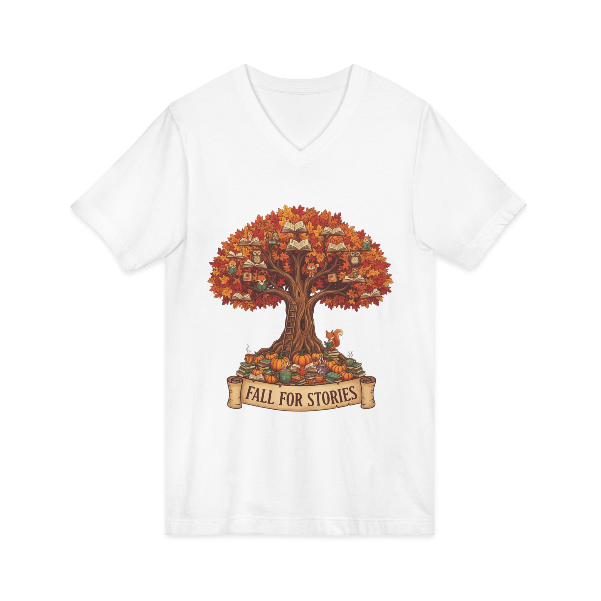 Fall For Stories - Unisex V-Neck Tee - Image 7