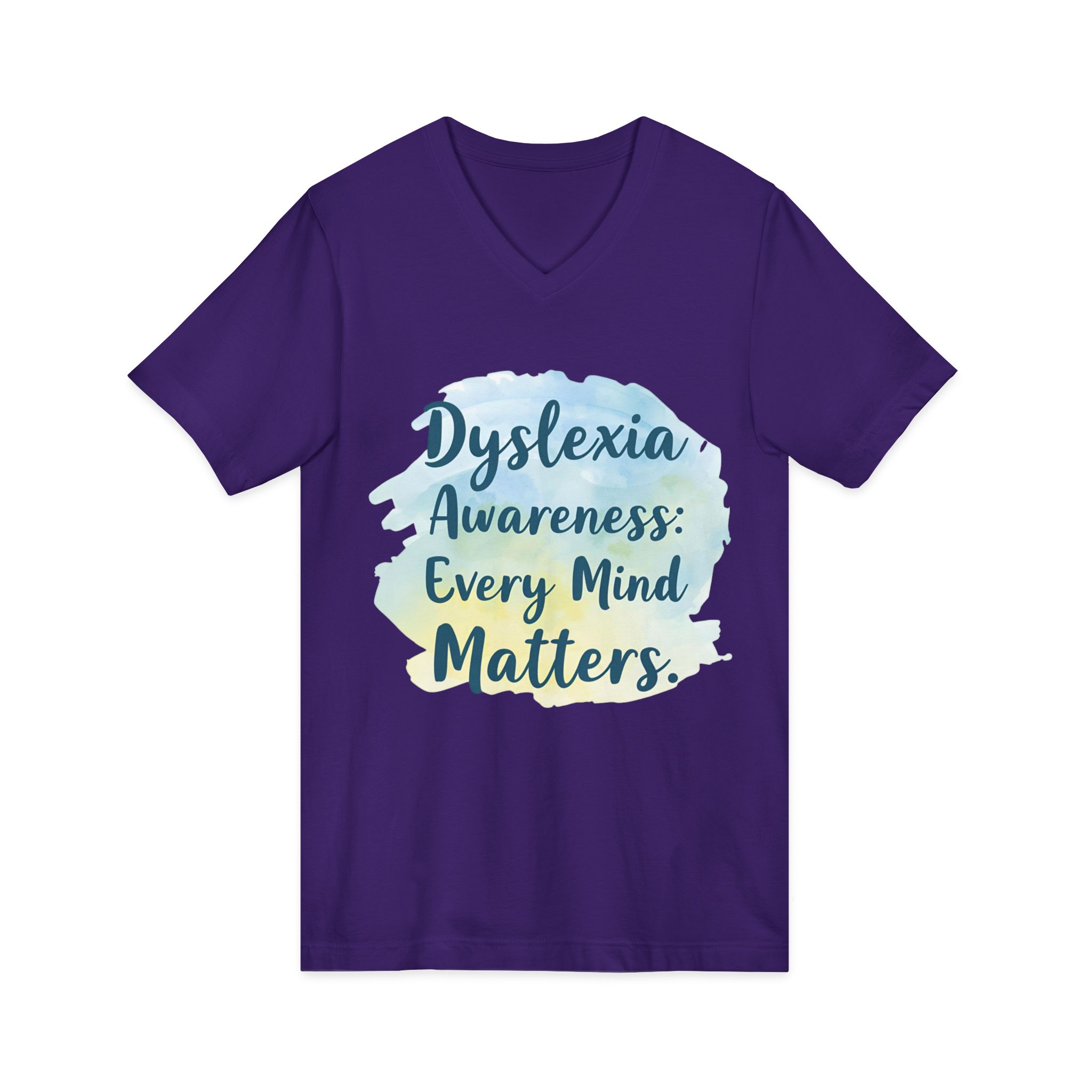 Dyslexia Awareness: Every Mind Matters - Unisex V-Neck Tee - Image 35