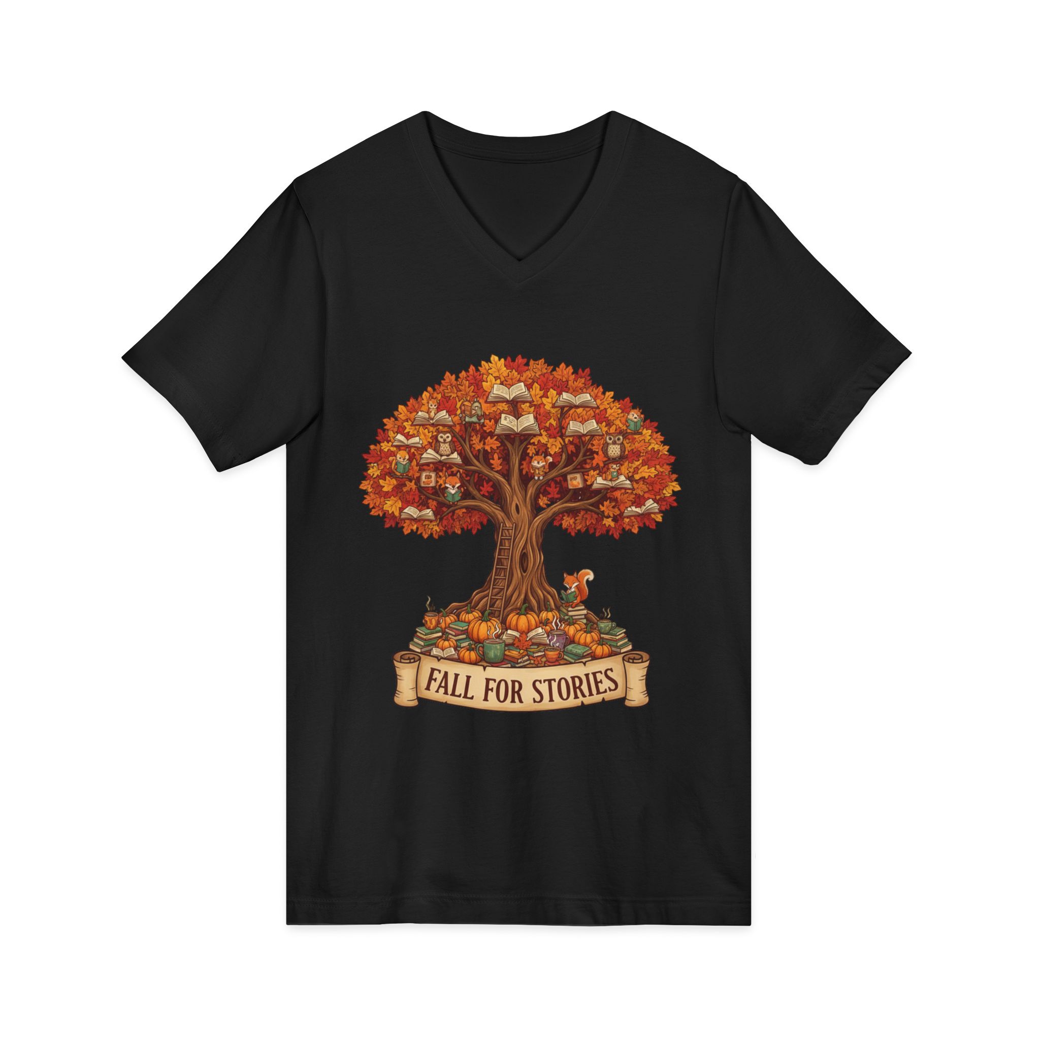 Fall For Stories - Unisex V-Neck Tee - Image 3