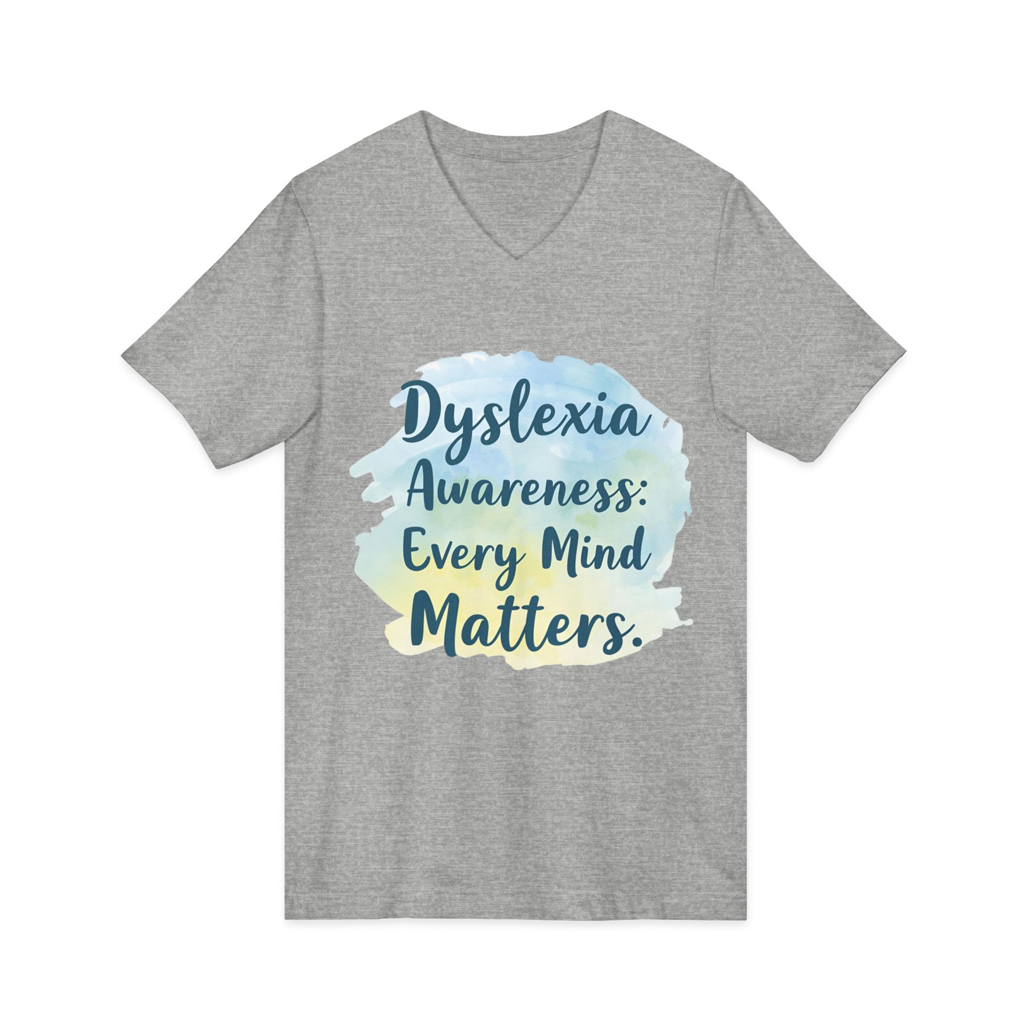 Dyslexia Awareness: Every Mind Matters - Unisex V-Neck Tee - Image 15