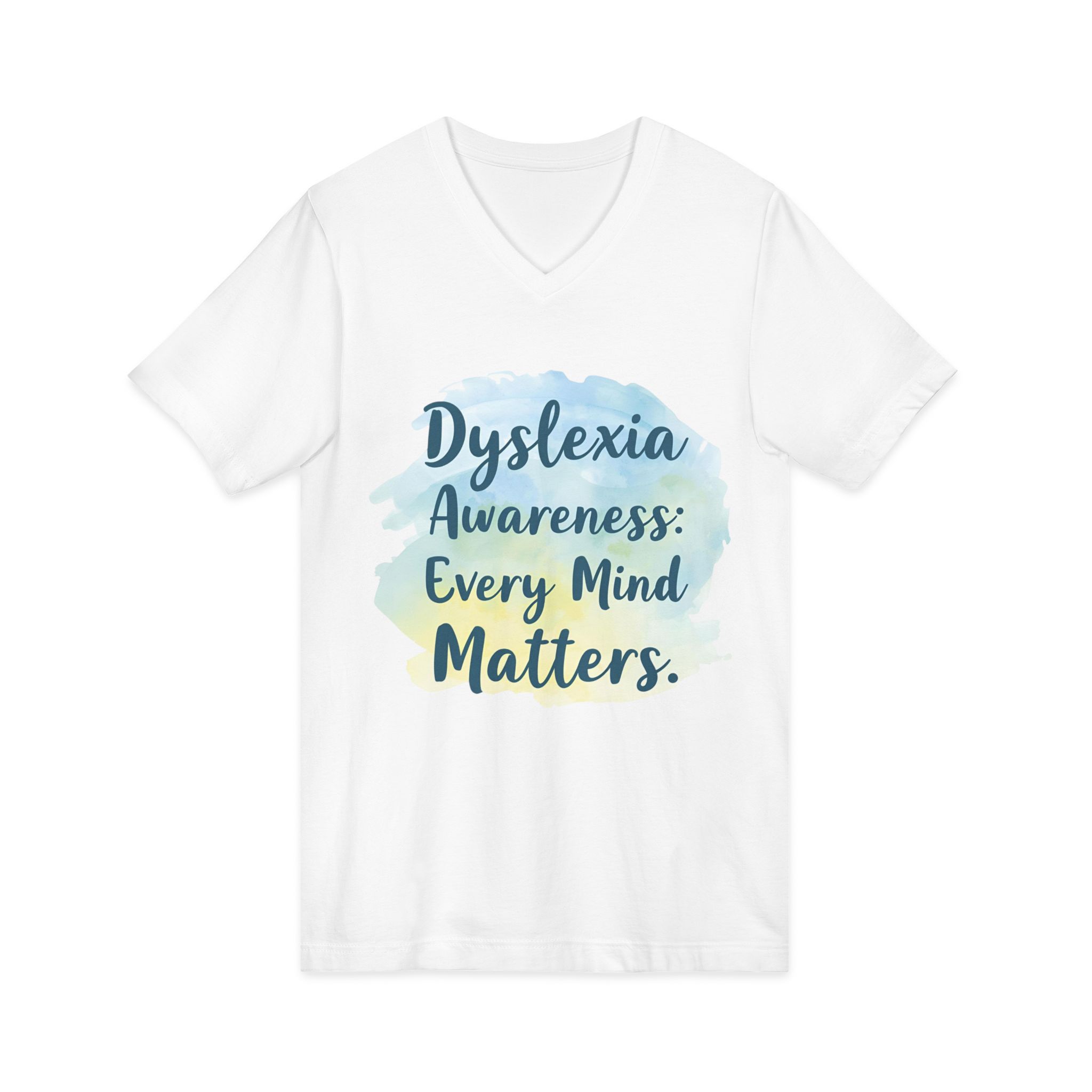 Dyslexia Awareness: Every Mind Matters - Unisex V-Neck Tee - Image 3