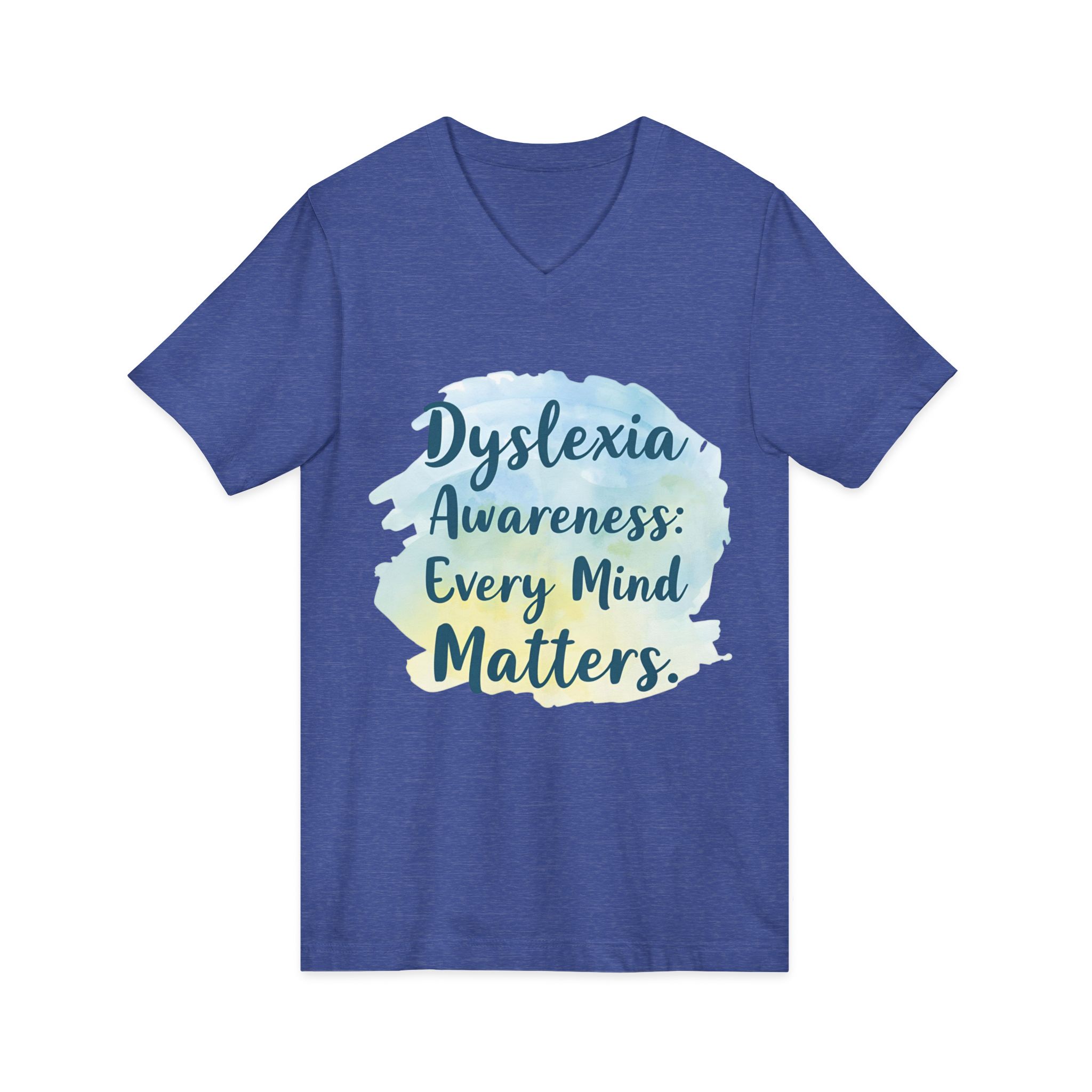 Dyslexia Awareness: Every Mind Matters - Unisex V-Neck Tee - Image 23