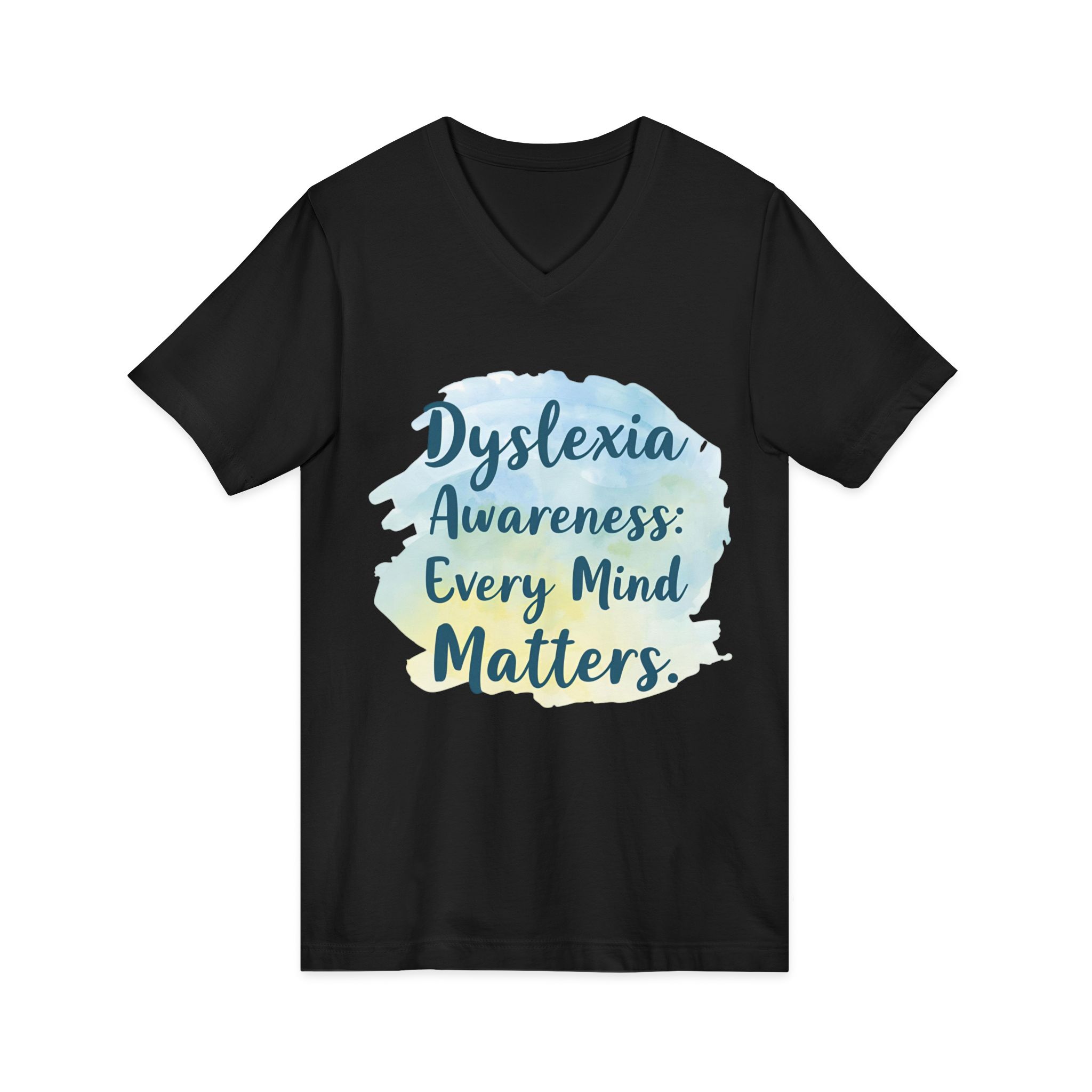 Dyslexia Awareness: Every Mind Matters - Unisex V-Neck Tee - Image 11