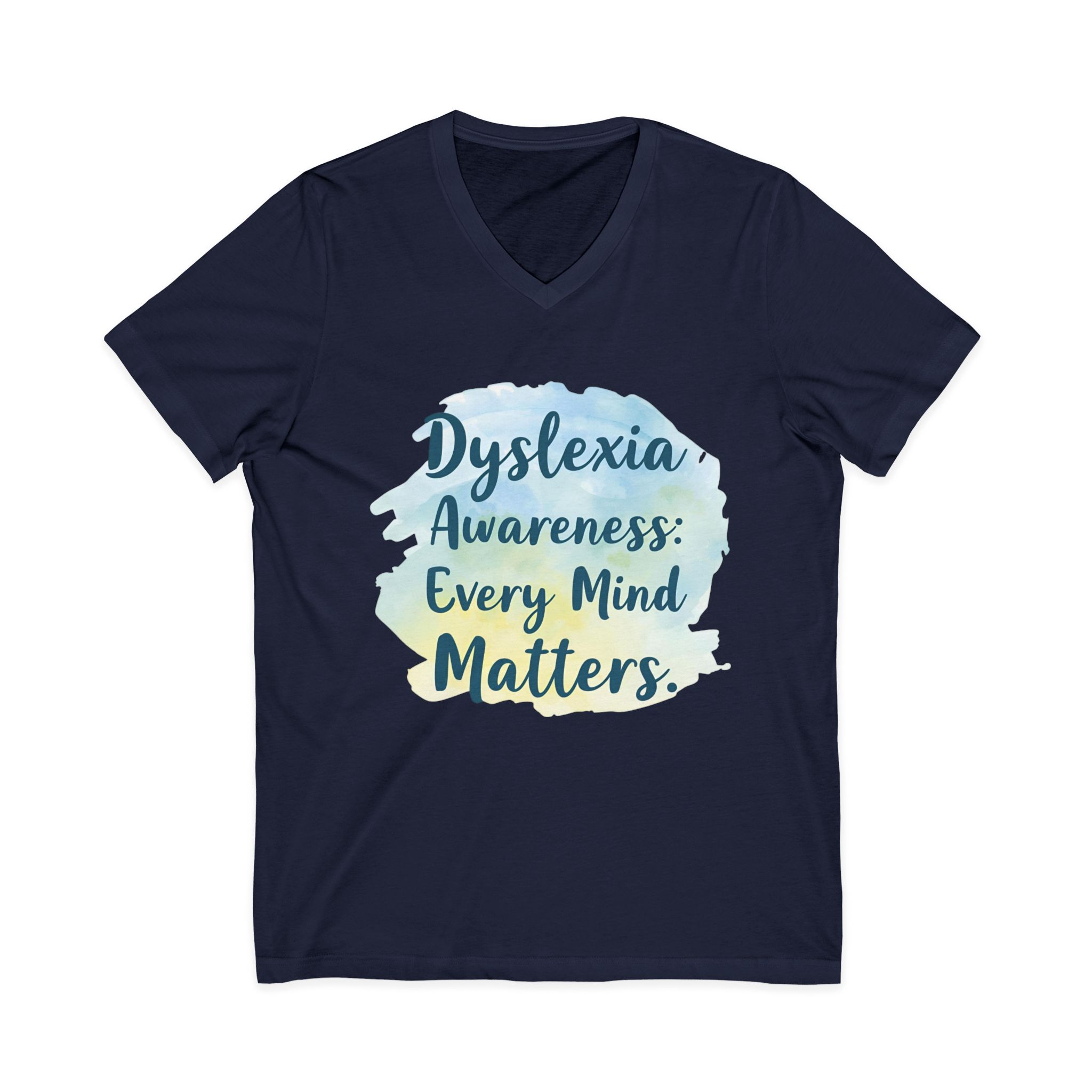 Dyslexia Awareness: Every Mind Matters - Unisex V-Neck Tee - Image 29