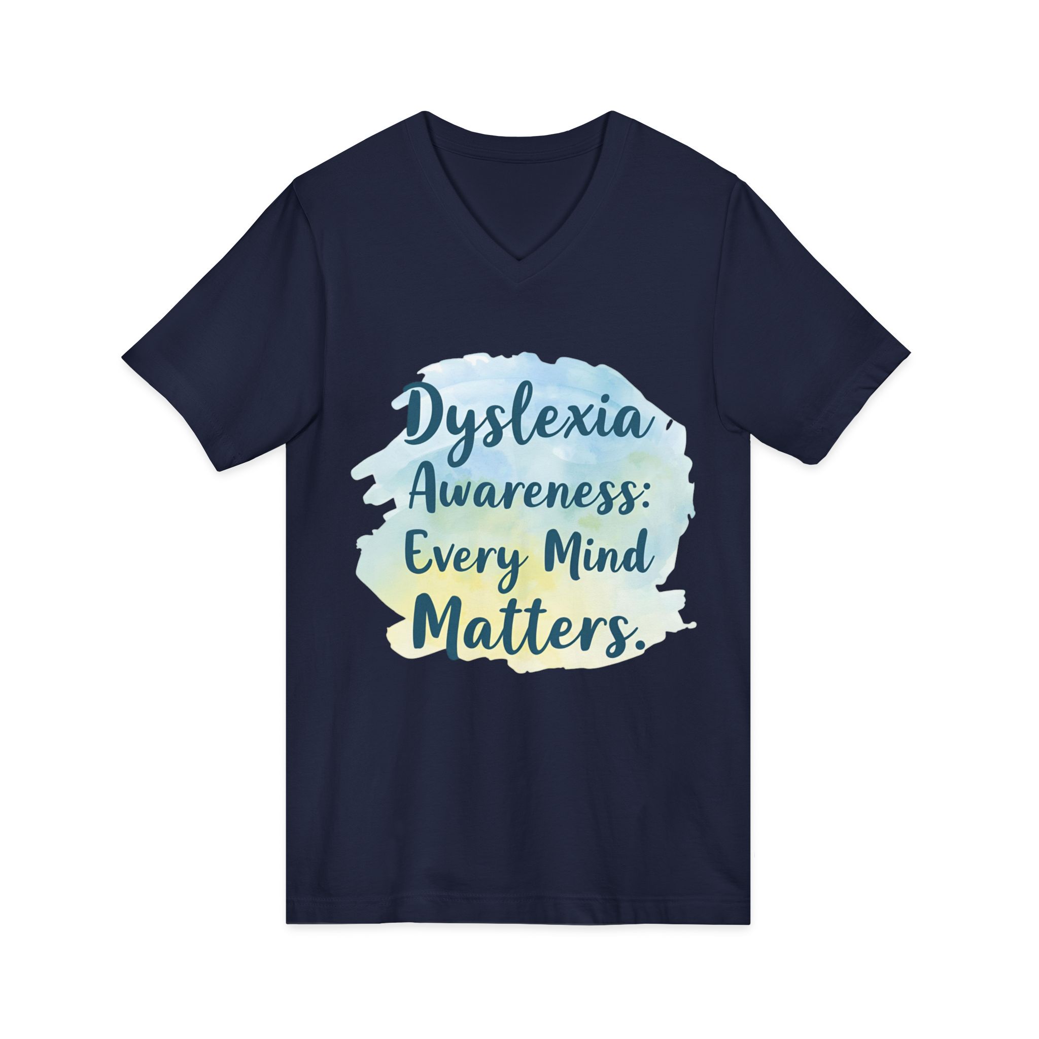 Dyslexia Awareness: Every Mind Matters - Unisex V-Neck Tee - Image 31