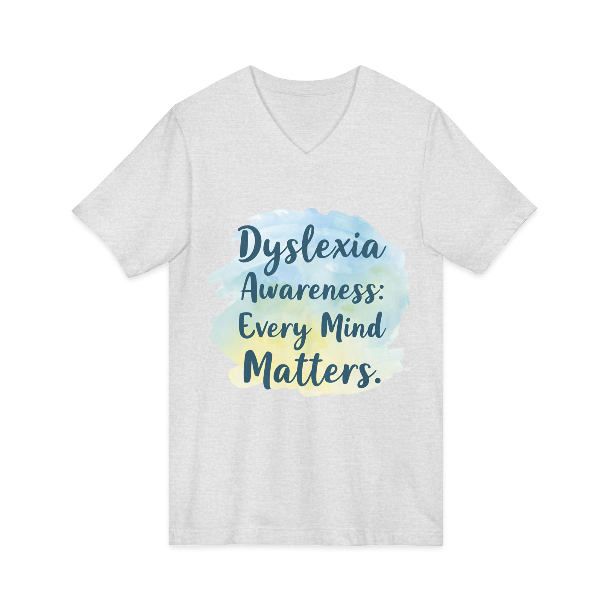 Dyslexia Awareness: Every Mind Matters - Unisex V-Neck Tee - Image 7
