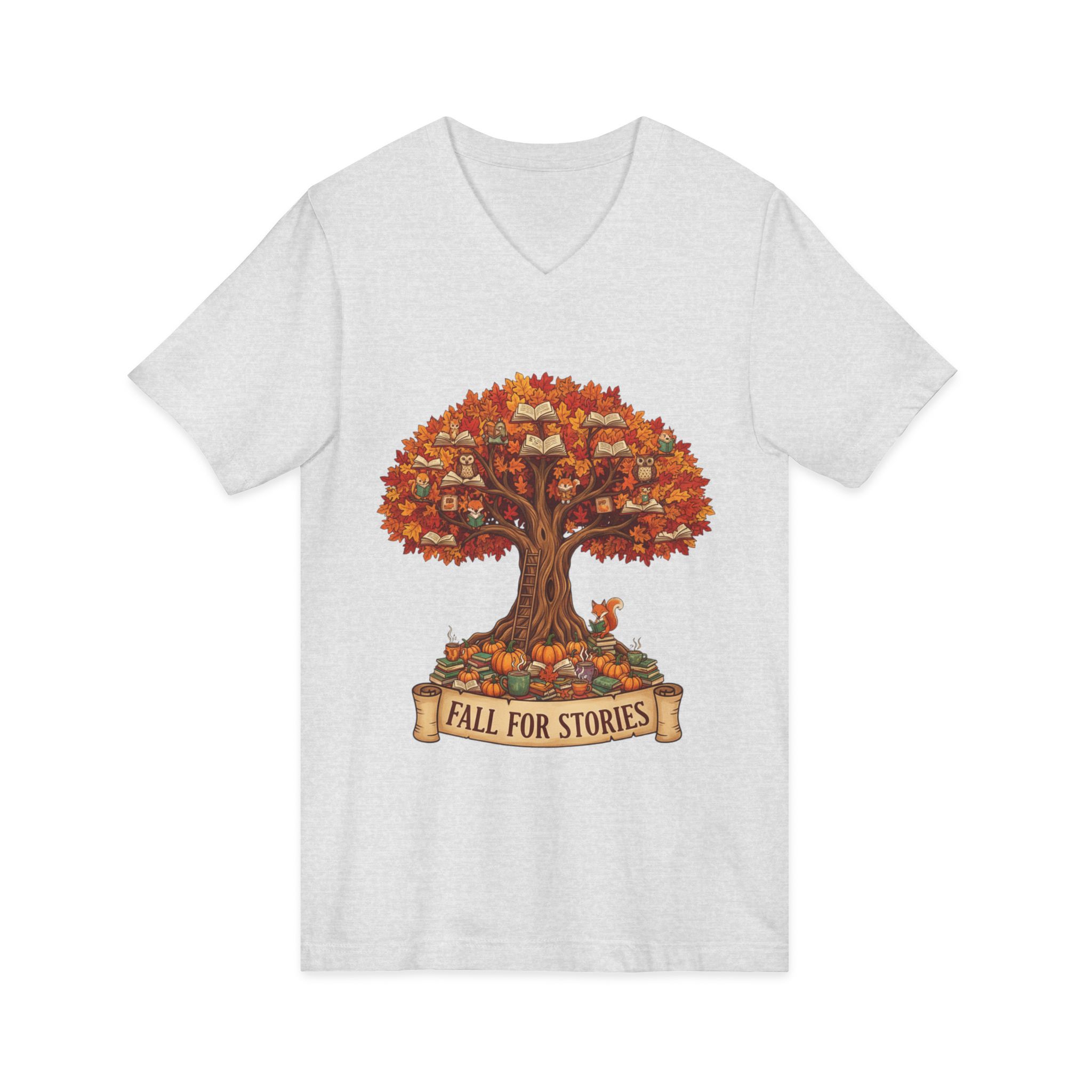 Fall For Stories - Unisex V-Neck Tee - Image 11