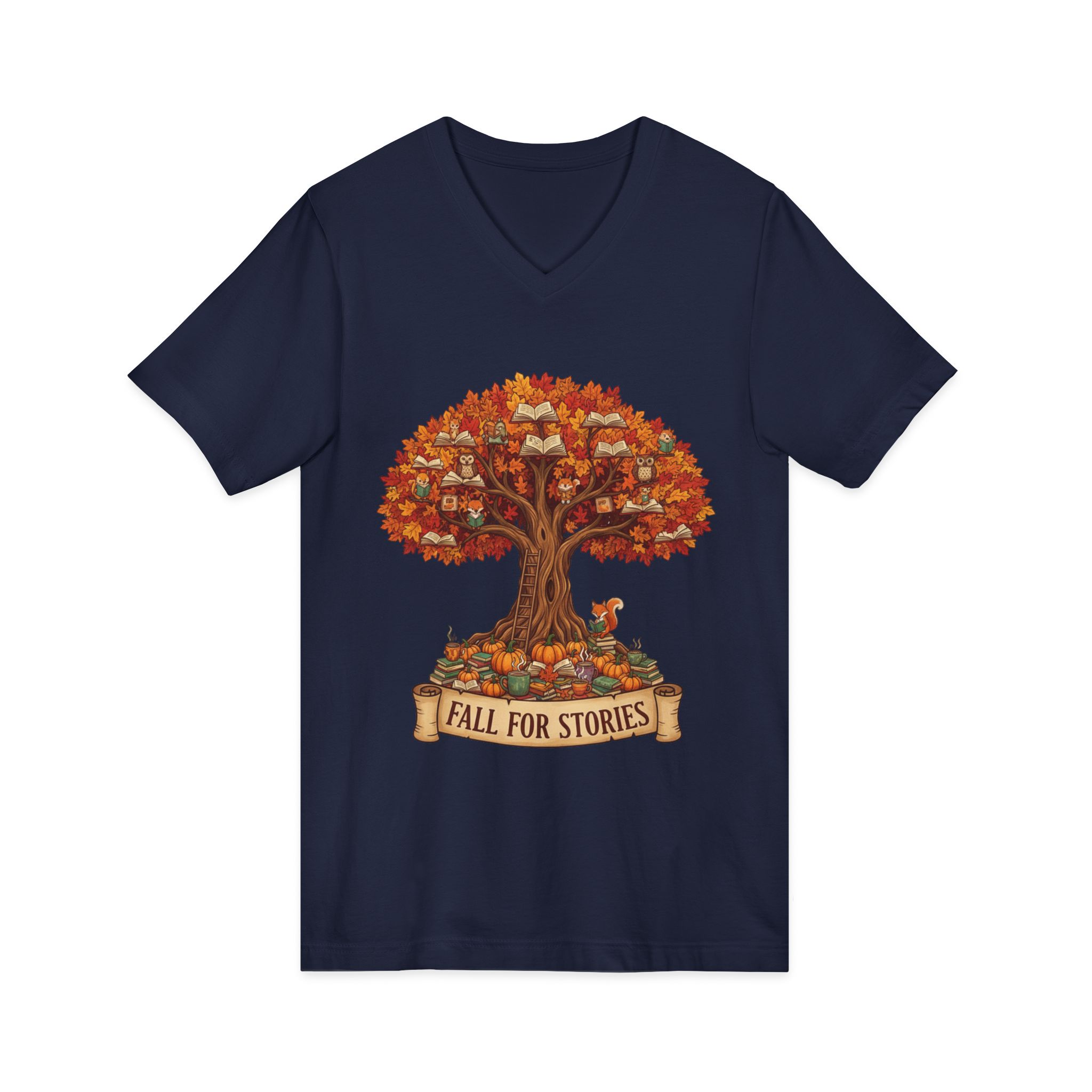 Fall For Stories - Unisex V-Neck Tee - Image 19