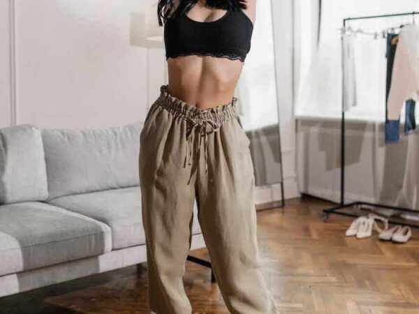High Waist Cotton Trousers